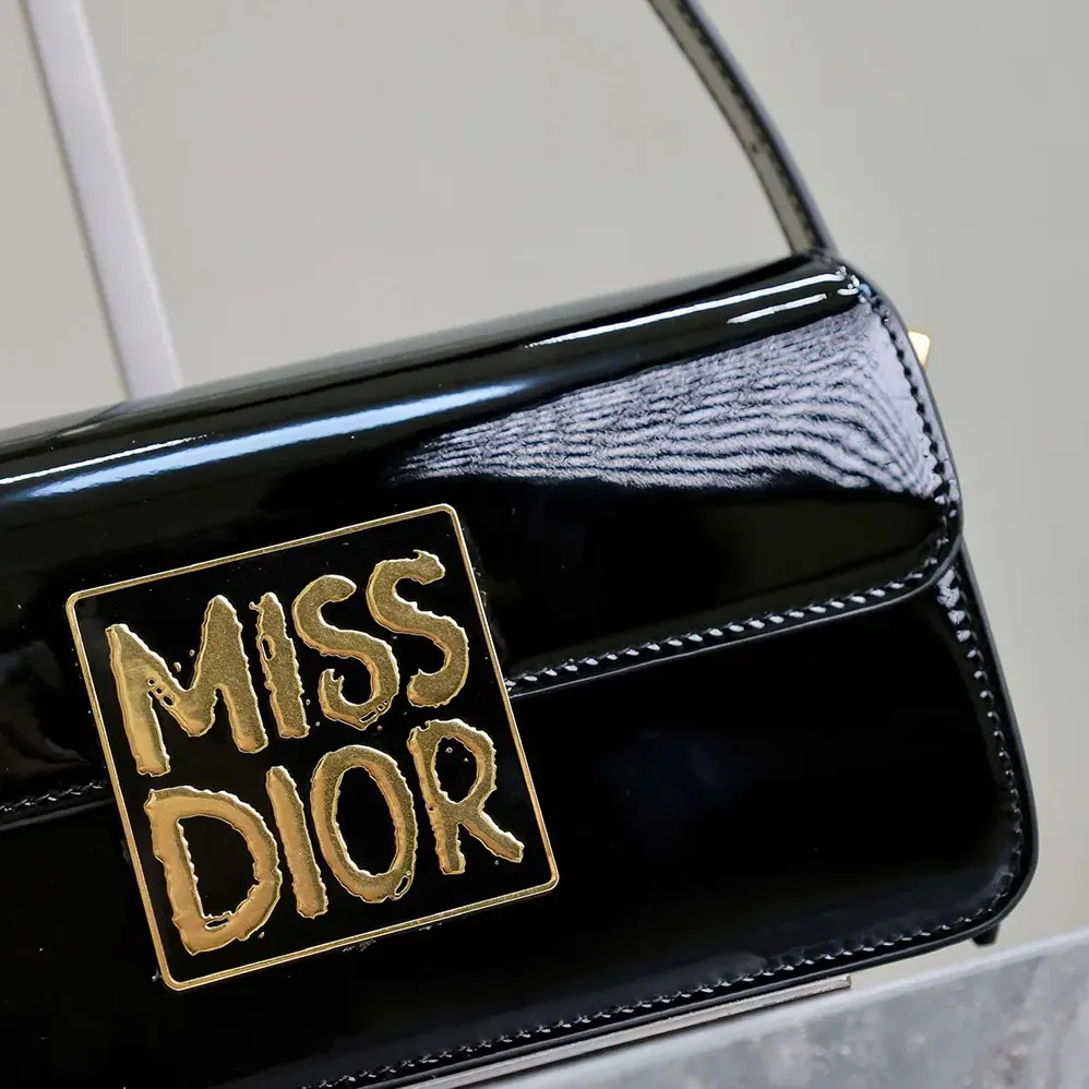 Dior Miss Dior Flap Bag Black Patent Calfskin for Women Dior Miss Dior Flap Bag Black Patent Calfskin for Women
