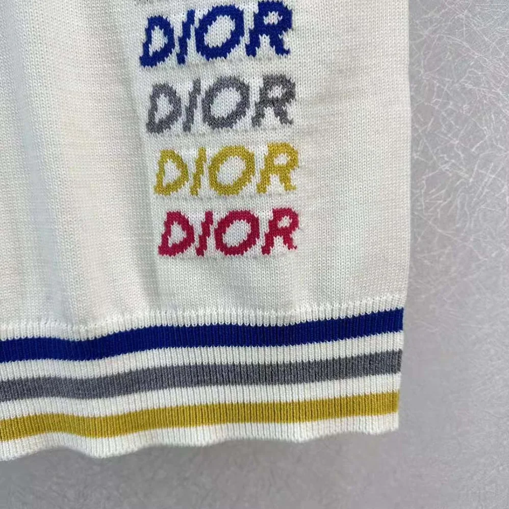 Dior Sleeveless Sweater Beige Wool and Cashmere Intarsia for Men