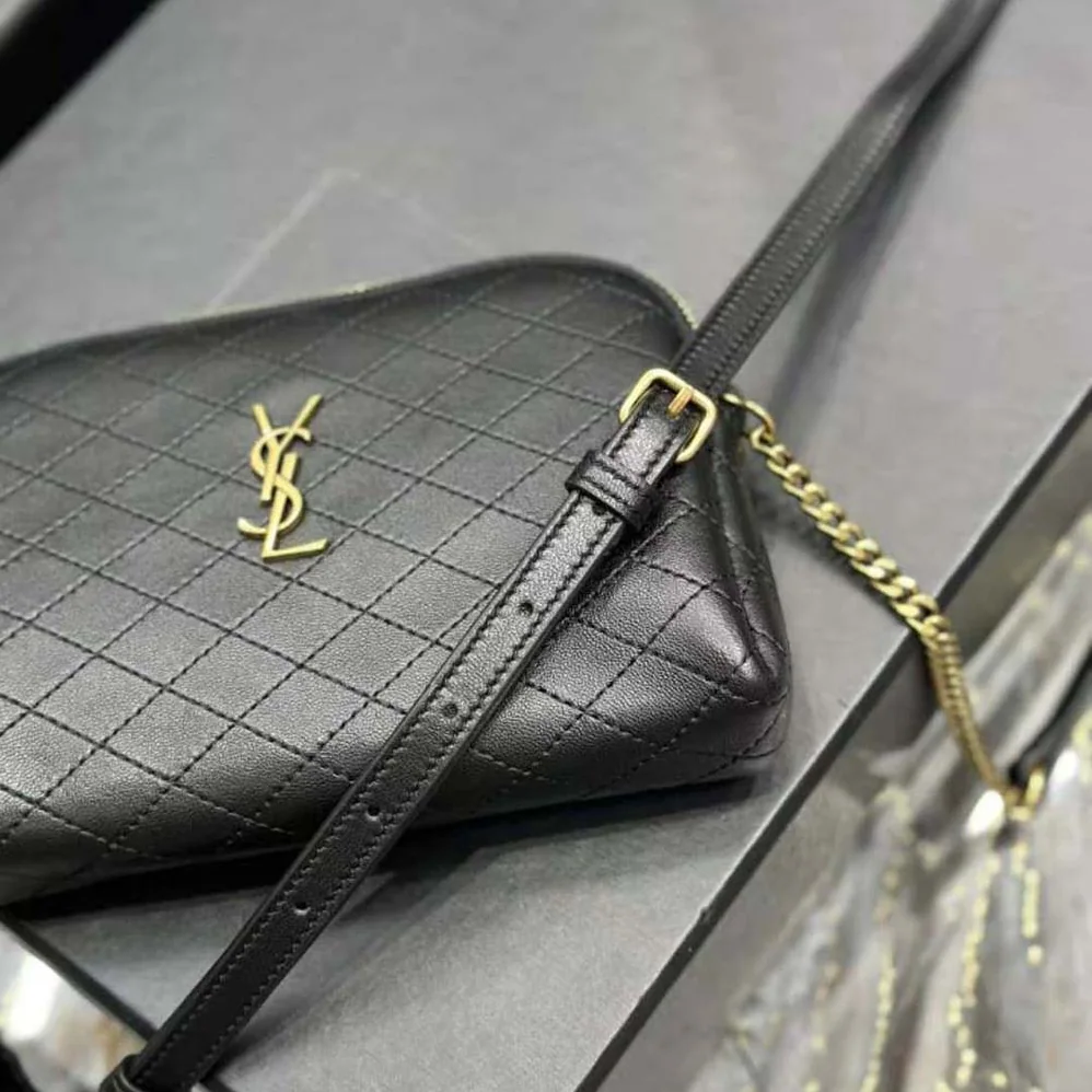 Saint Laurent YSL Gaby Zipped Pouch in Quilted Lambskin for Women in Black Saint Laurent YSL Gaby Zipped Pouch in Quilted Lambskin for Women in Black