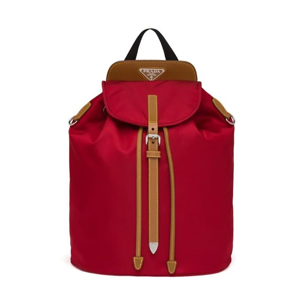 Prada Nylon and Saffiano Leather Backpack for Women in Red