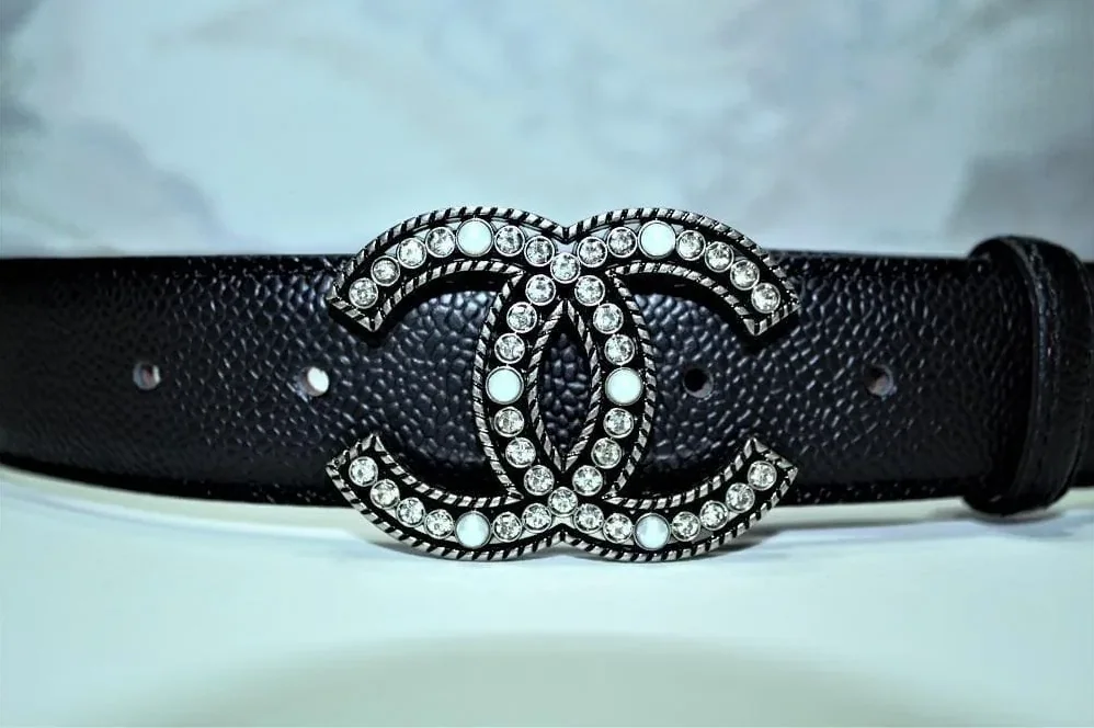 Caviar Pattern Amazing Belt SiAmazinger Diamond Buckle