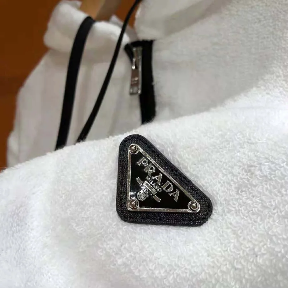 Prada Terry Cloth Hoodie for Women in White Prada Terry Cloth Hoodie for Women in White