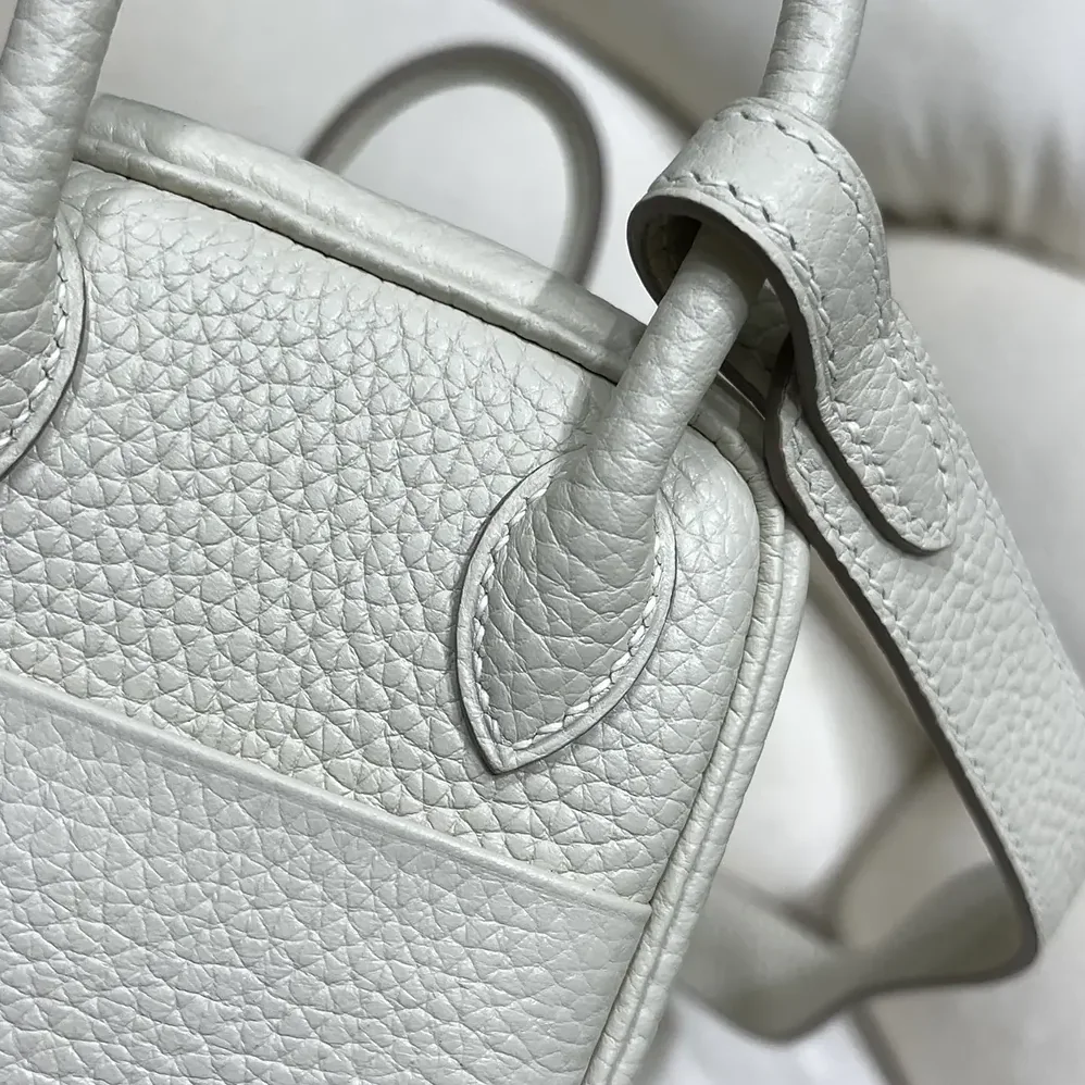 Hermes Lindy Mini 19 in Clemence Leather for Women in White/Silver