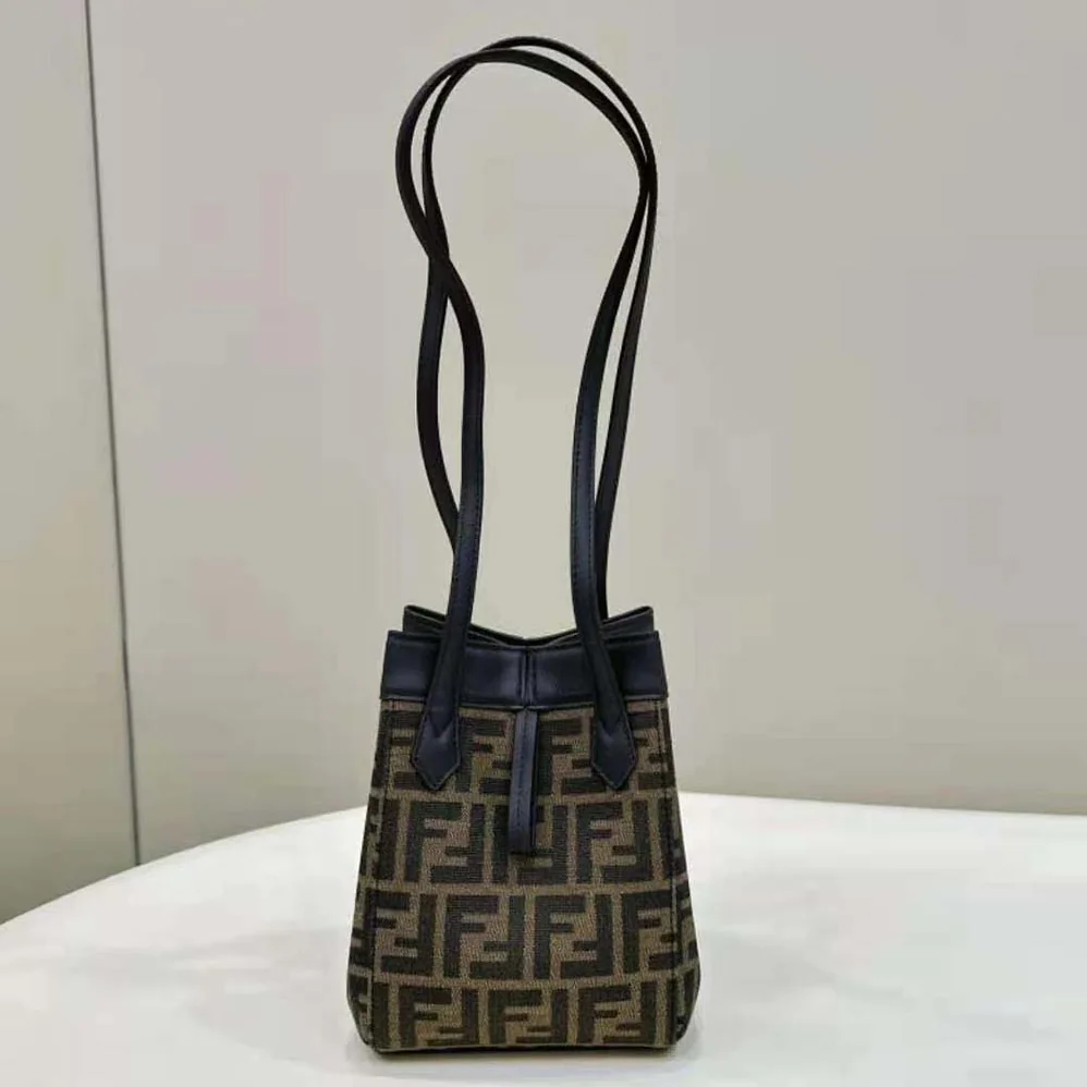Fendi Origami Mini Brown FF Jacquard Fabric Mini Bag That Can be Transformed for Women