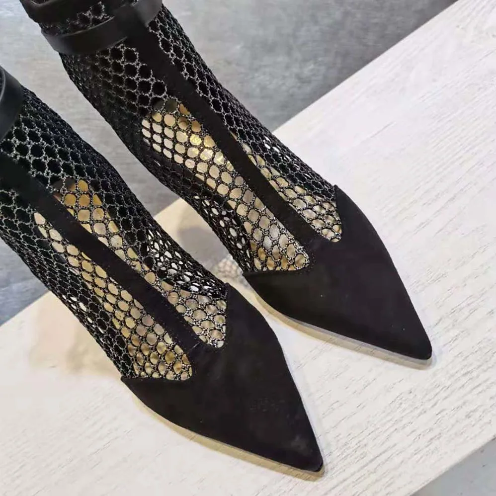 Dior Dior-I Heeled Ankle Boot Black Suede Calfskin Mesh in 8cm Heel for Women Dior Dior-I Heeled Ankle Boot Black Suede Calfskin Mesh in 8cm Heel for Women