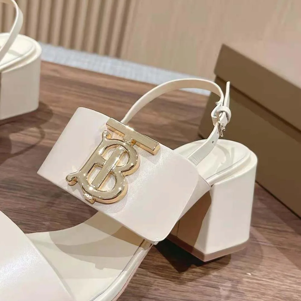 Burberry Monogram Motif Leather Sandals for Women in White Burberry Monogram Motif Leather Sandals for Women in White