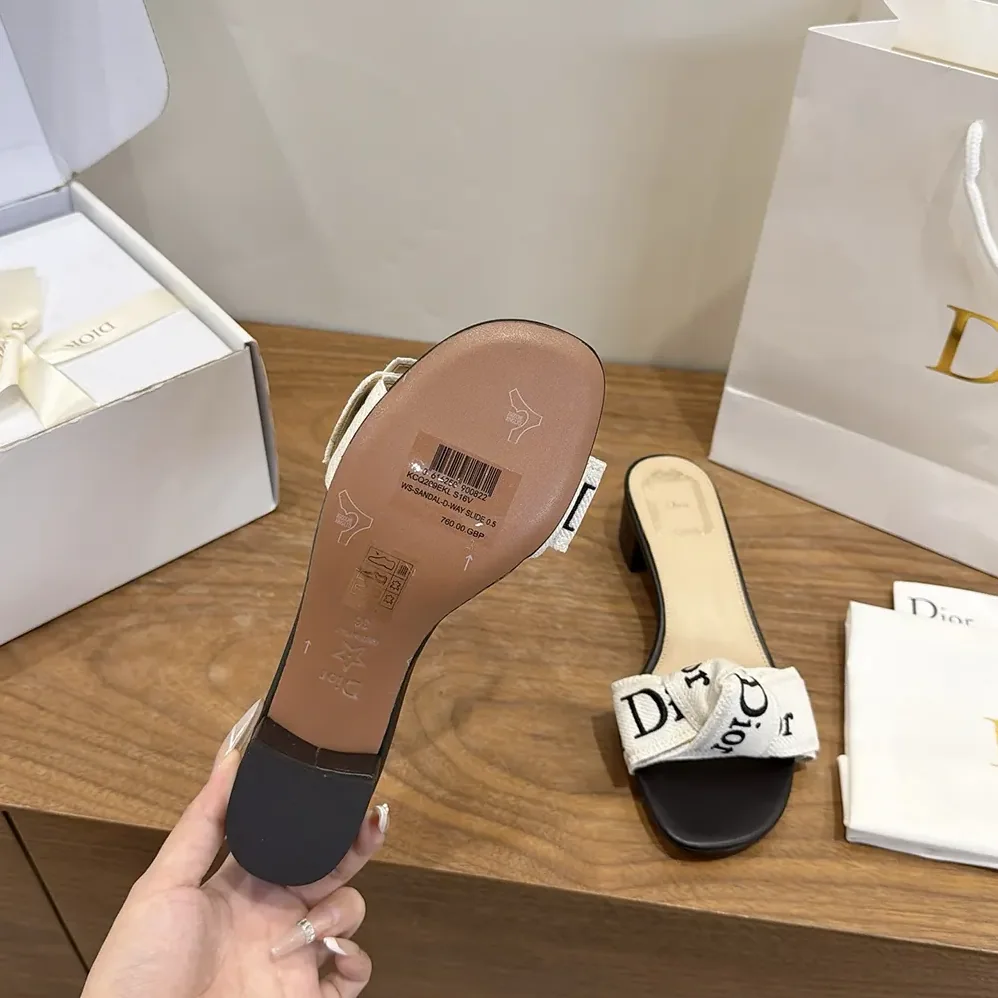 Dior J'Adior Heeled Slide Black Embroidered Cotton for Women Dior J'Adior Heeled Slide Black Embroidered Cotton for Women