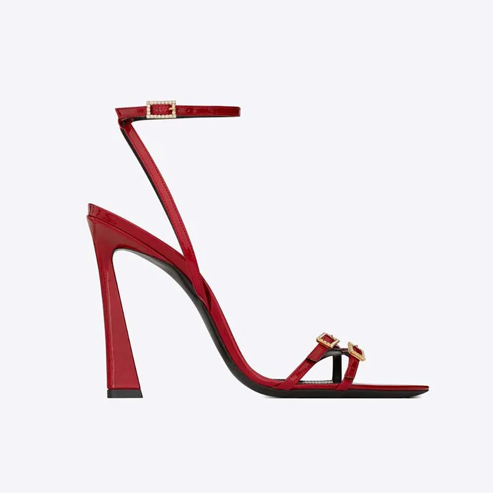 Saint Laurent YSL Lila Sandals in Patent Leather for Women in Red