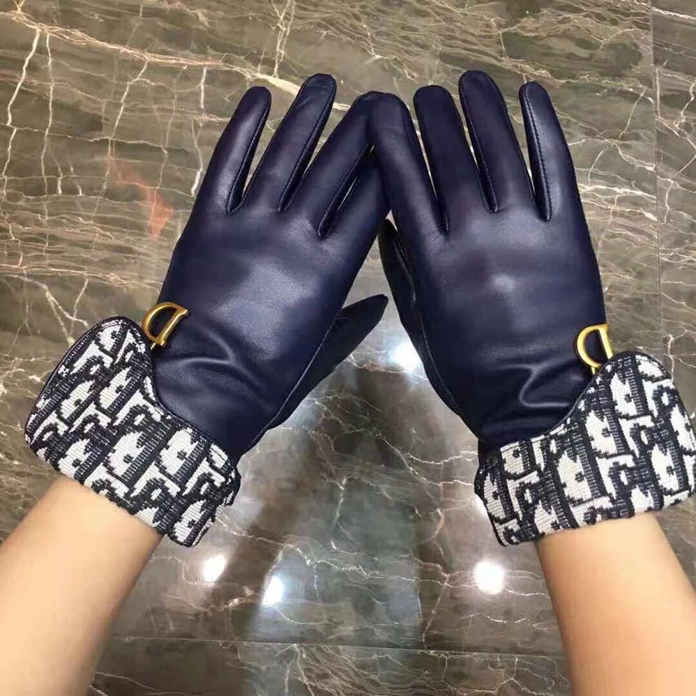 Dior Saddle Gloves Navy Blue Smooth Lambskin for Women Dior Saddle Gloves Navy Blue Smooth Lambskin for Women