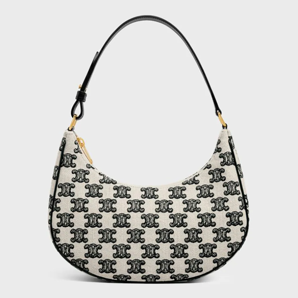 Celine Ava Bag in Textile with Triomphe Embroidery for Women in Black