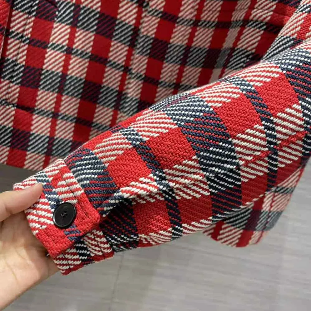 Dior Hooded Blouson Red Black and White Check n Dior Cotton and Wool for Women Dior Hooded Blouson Red Black and White Check n Dior Cotton and Wool for Women