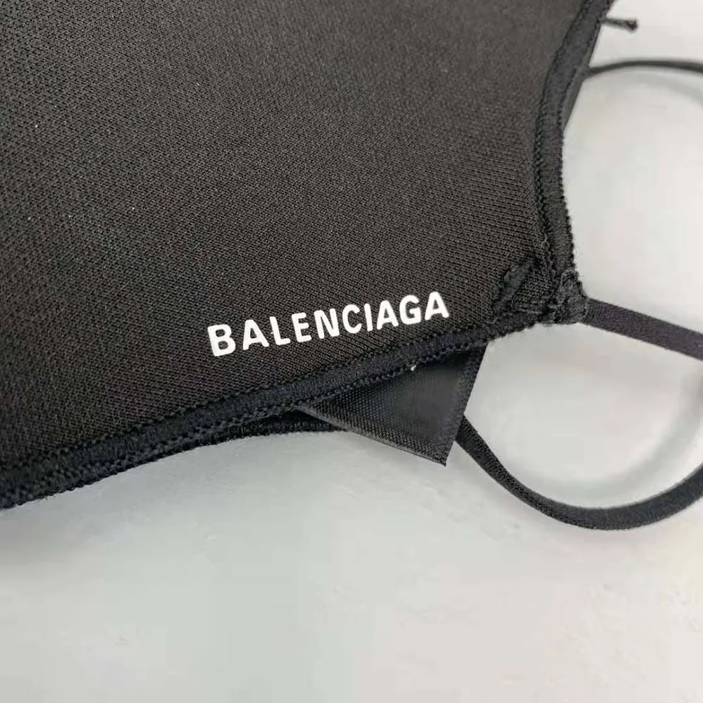Balenciaga Care Mask in Black and White Printed Neoprene for Women Balenciaga Care Mask in Black and White Printed Neoprene for Women