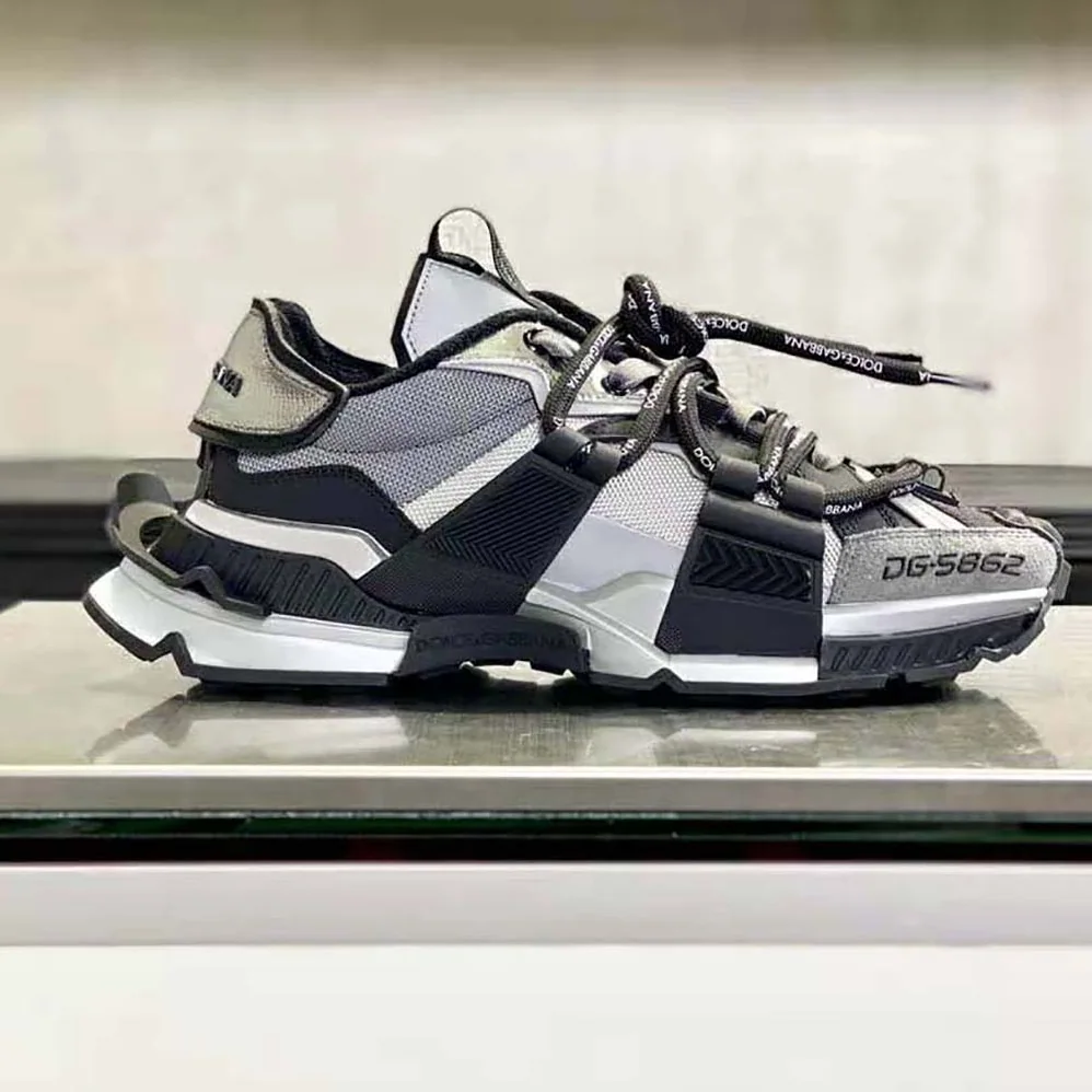 Dolce Gabbana D&G Mixed-Materials Space Sneakers for Unisex in Silver Dolce Gabbana D&G Mixed-Materials Space Sneakers for Unisex in Silver