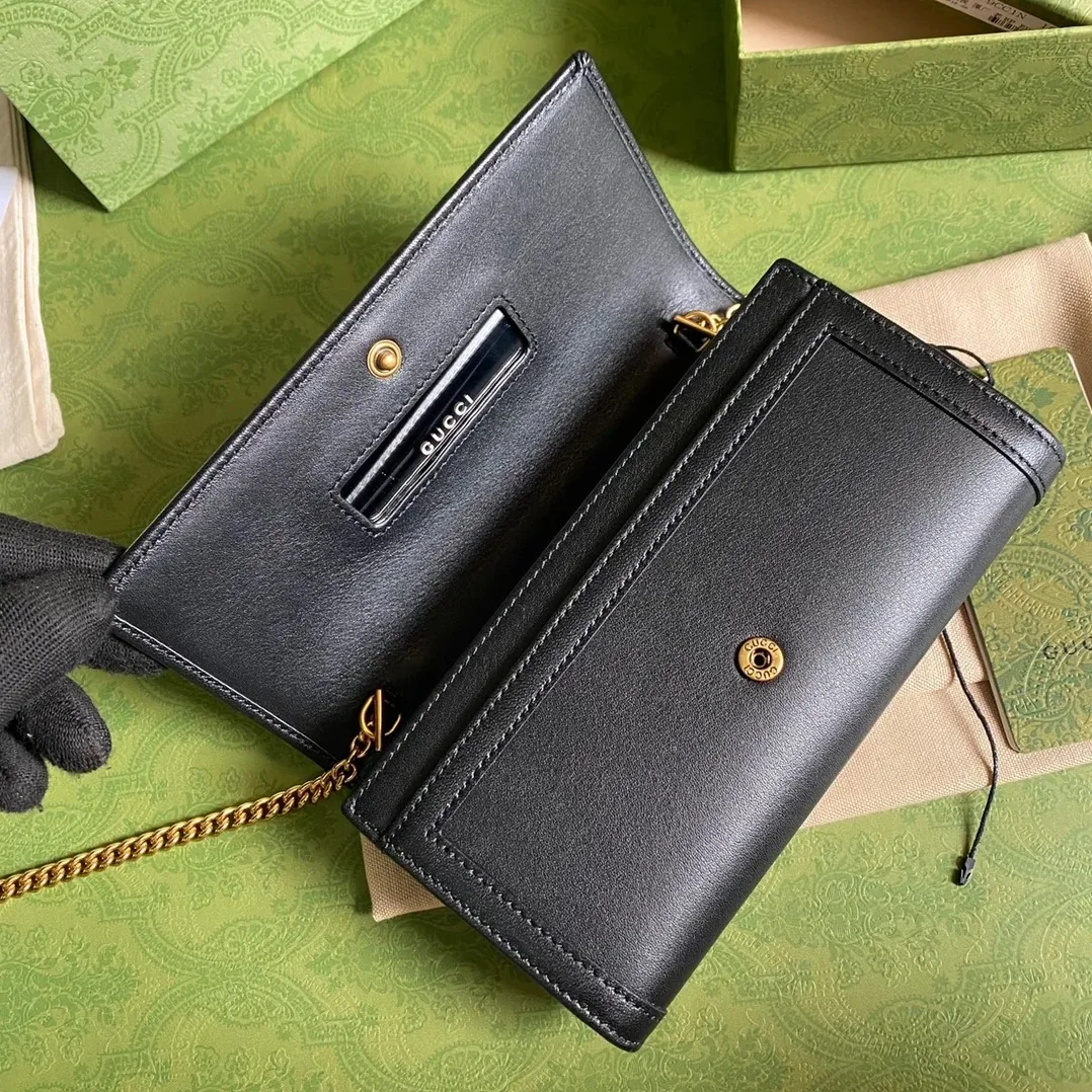 Gucci Diana Chain Wallet With Bamboo Black , / GG