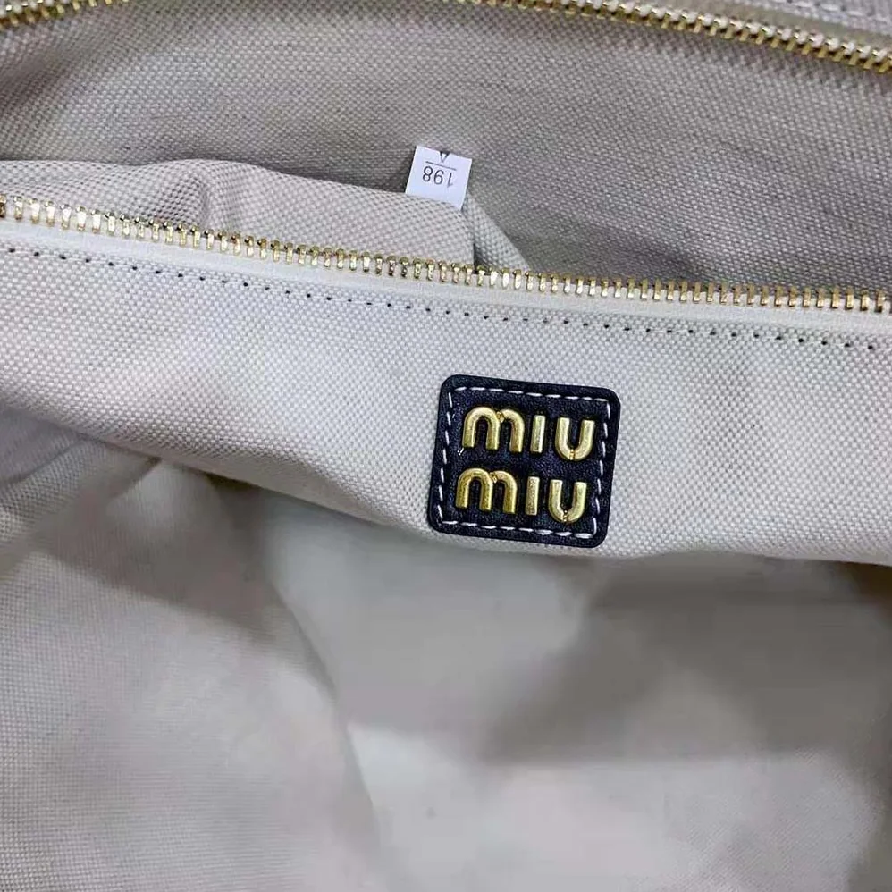 Miu Miu IVY Leather Bag with Leather Lettering Logo for Women in Black