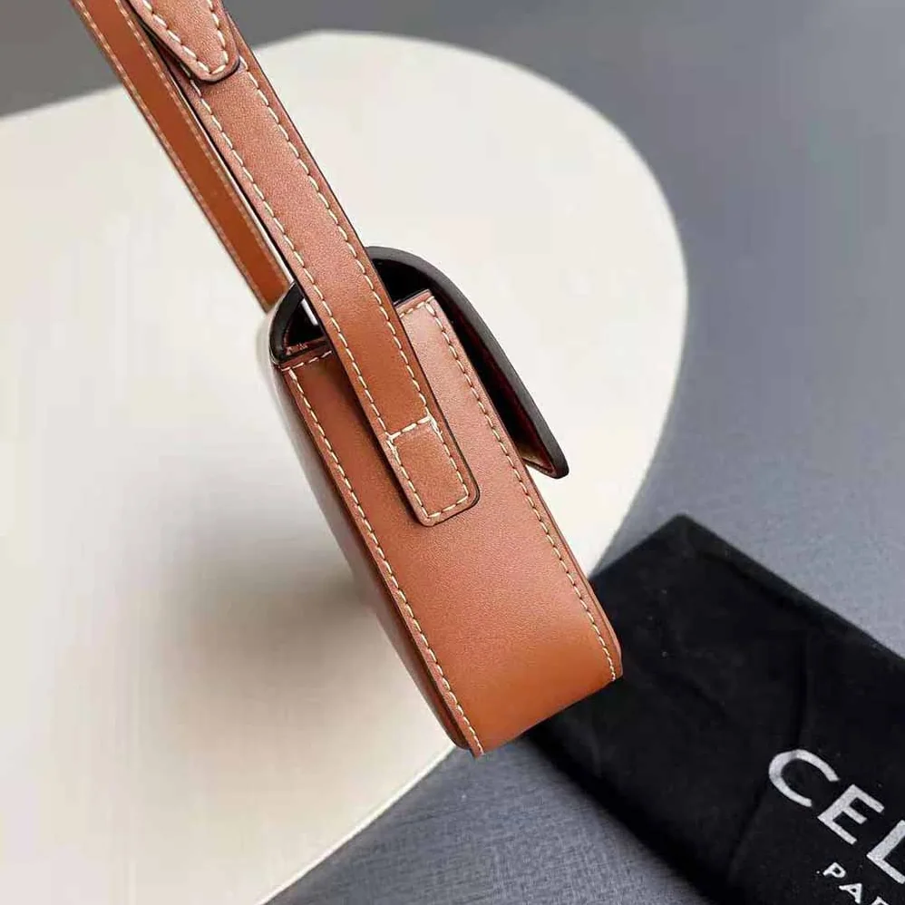 Celine Triomphe Shoulder Bag in Natural Calfskin for Women in Brown Celine Triomphe Shoulder Bag in Natural Calfskin for Women in Brown