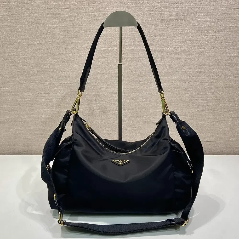 Prada Explore Large Re-Nylon And Leather Bag for Women in Black Prada Explore Large Re-Nylon And Leather Bag for Women in Black