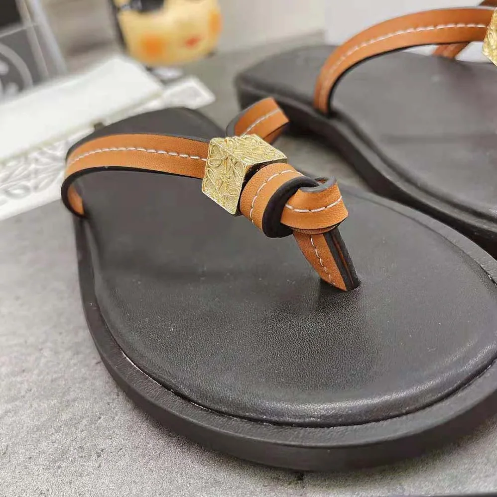 Loewe Dice Flip Flop in Calfskin for Women in Black Loewe Dice Flip Flop in Calfskin for Women in Black