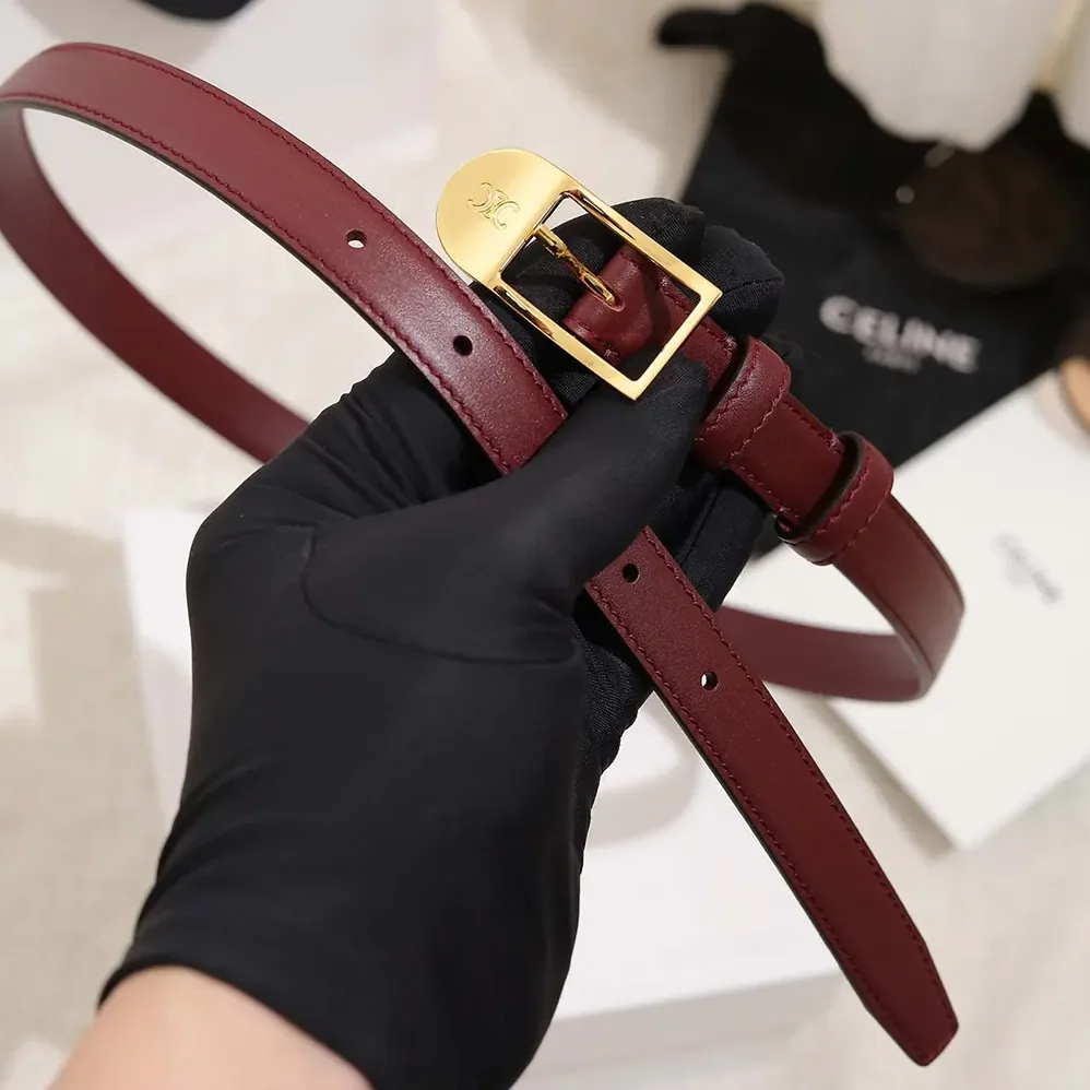 Celine Bc-25 18mm Belt In Taurillon Leather for Women in Maroon Celine Bc-25 18mm Belt In Taurillon Leather for Women in Maroon