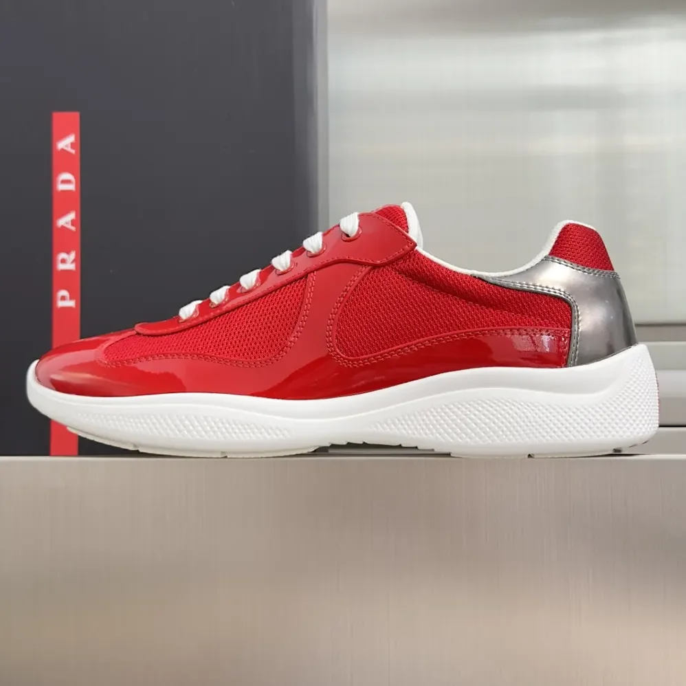 Prada Patent Leather And Technical Fabric Prada America'S Cup Sneakers for Unisex in Red