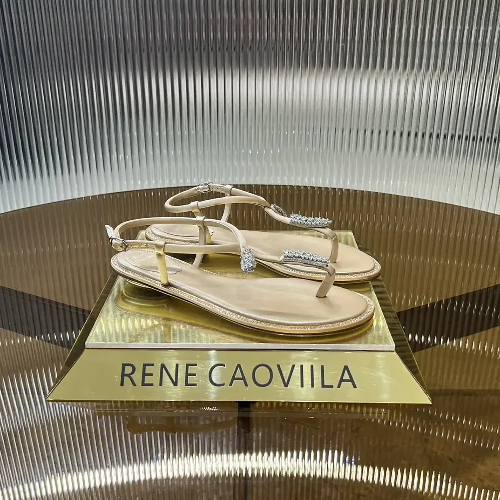 Rene Caovilla Serpente Nude Thong Sandal 10 for Women