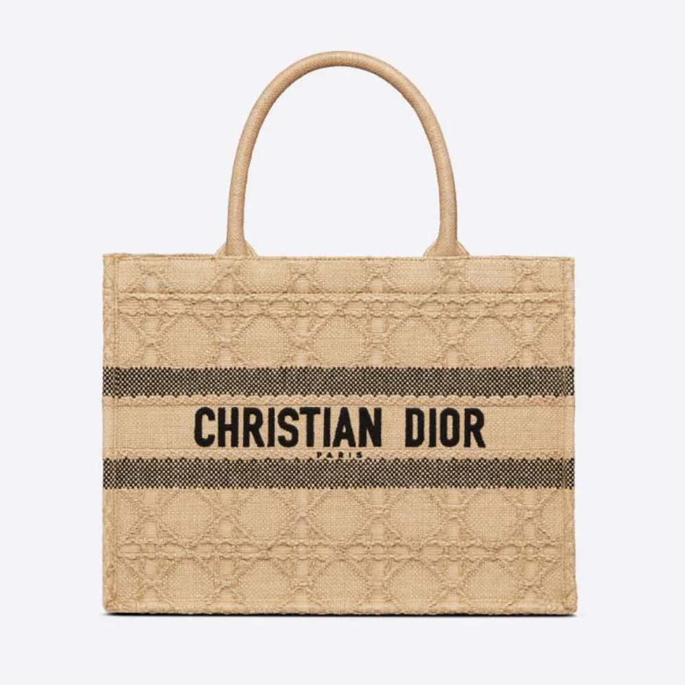 Dior Medium Dior Book Tote Natural Cannage Raffia for Women