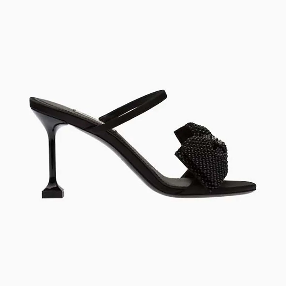 Miu Miu Satin Bow Sandals in 85 mm Heel Height for Women in Black