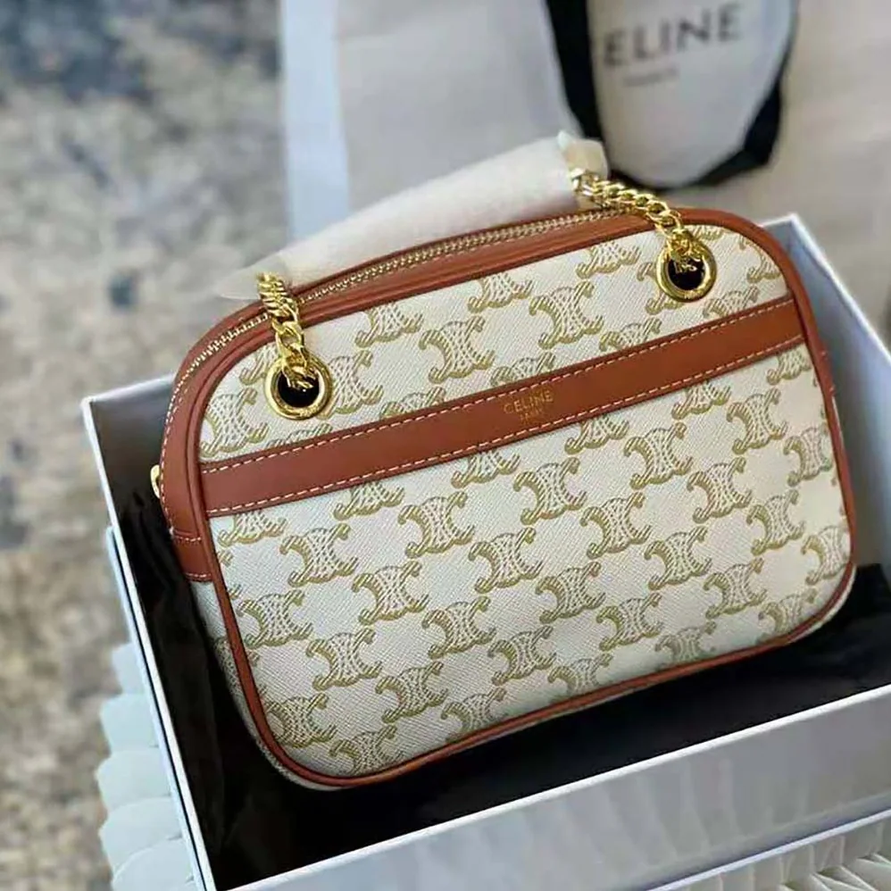 Celine Small Patapans in Triomphe Canvas and Calfskin for Women