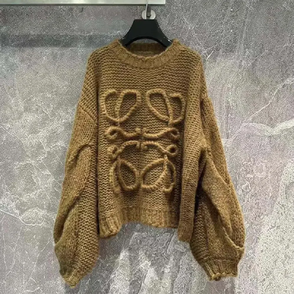 Loewe Anagram Sweater in Mohair for Women in Brown Loewe Anagram Sweater in Mohair for Women in Brown