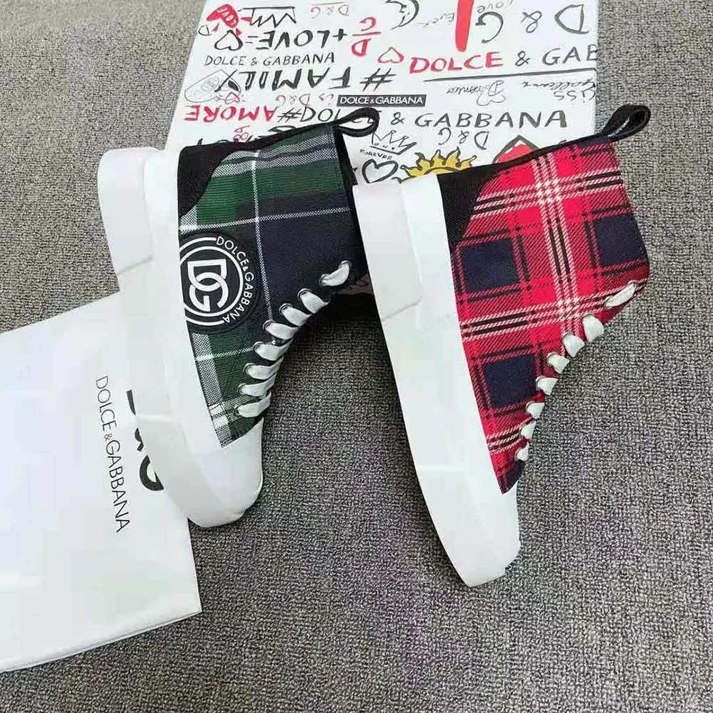 Dolce Gabbana D&G Two-Tone Tartan Portofino Light Mid for Unisex in Top Sneakers