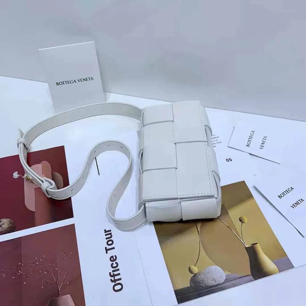 Bottega Veneta Belt Cassette Mini Intreccio Leather Belt Bag for Women in White