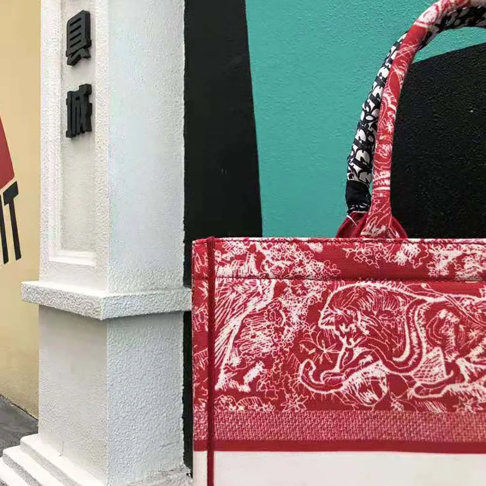 Dior Small Dior Book Tote Raspberry Toile de Jouy Reverse Embroidery for Women