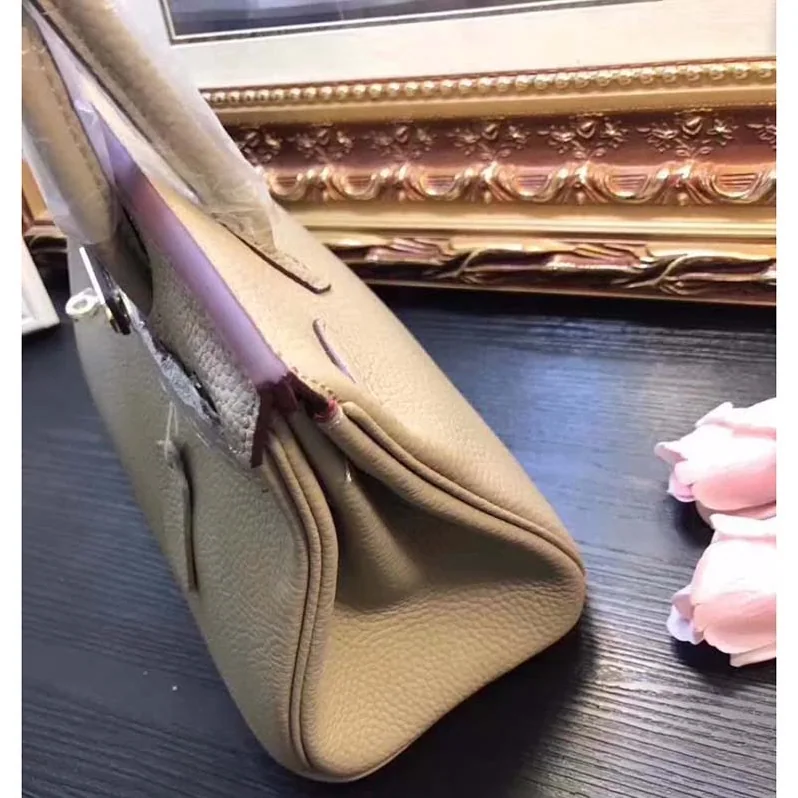 Hermes Birkin 25 Bag in Togo Leather with Gold Hardware in Grey