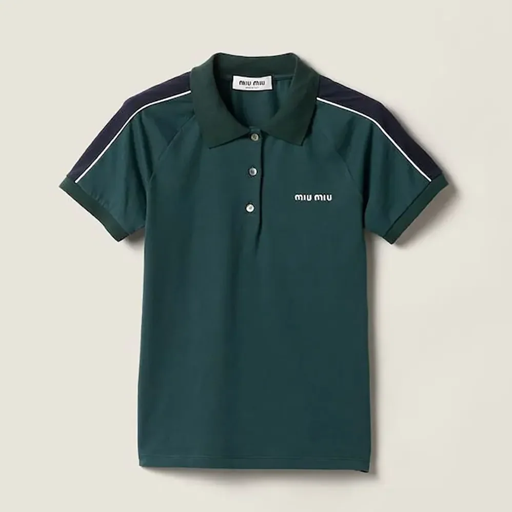 Miu Miu Cotton Jersey Polo Shirt-MJNA19182D for Women Miu Miu Cotton Jersey Polo Shirt-MJNA19182D for Women