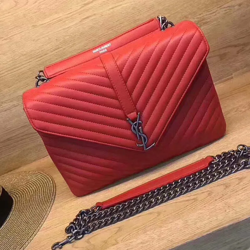 Saint Laurent YSL Classic Large College Bag Matelasse Leather in Red