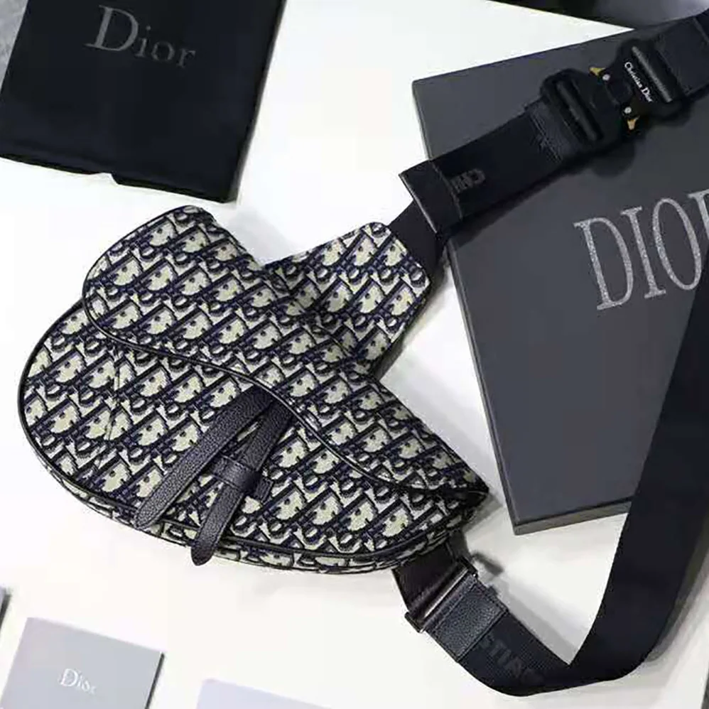 Dior Saddle Bag Beige and Black Dior Oblique Jacquard for Men Dior Saddle Bag Beige and Black Dior Oblique Jacquard for Men
