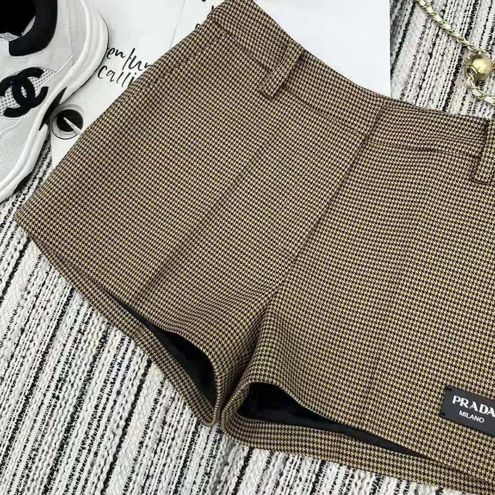 Prada Houndstooth Check Shorts for Women Prada Houndstooth Check Shorts for Women