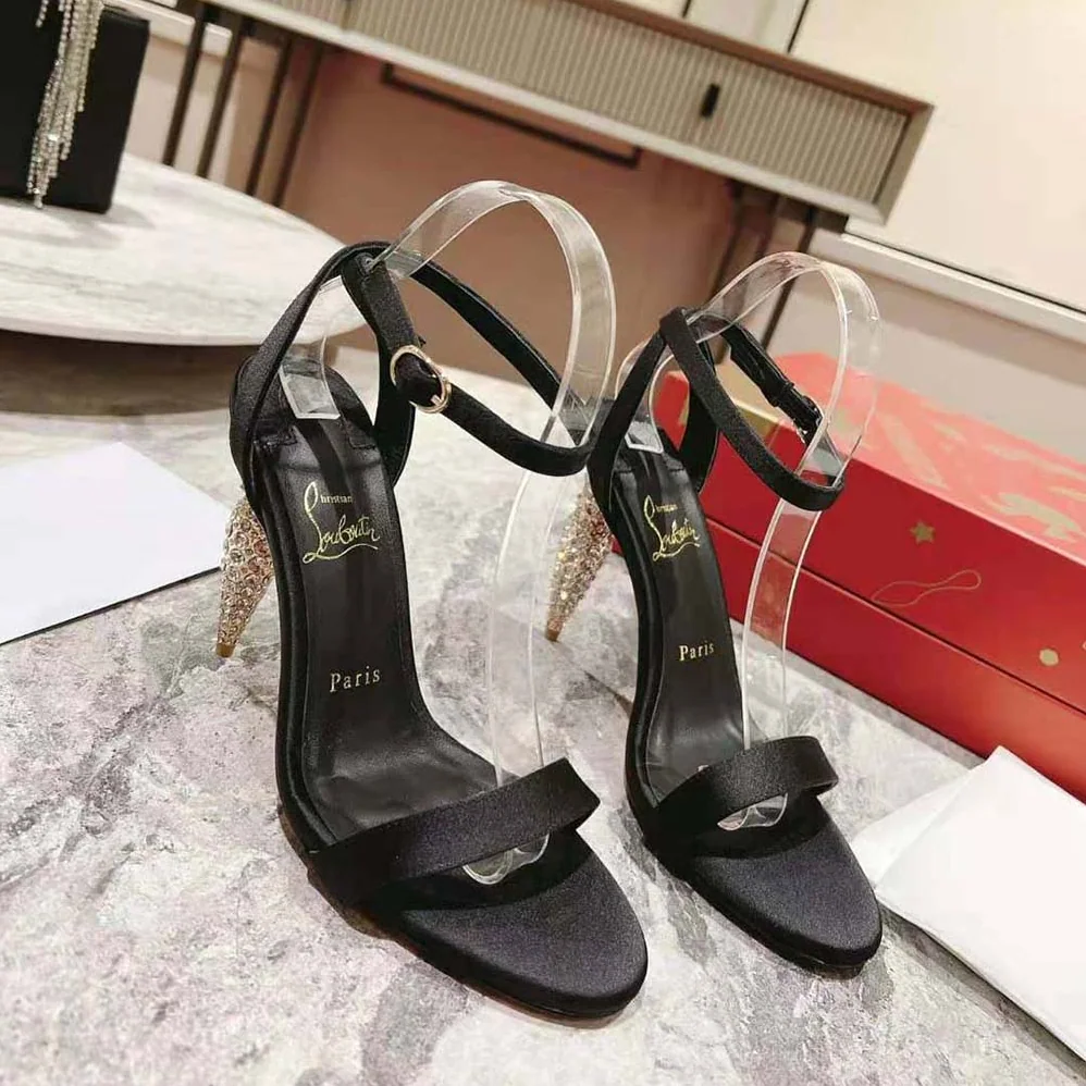 Christian Louboutin Lipstrass Queen 100 mm Heel Height for Women in Black Christian Louboutin Lipstrass Queen 100 mm Heel Height for Women in Black