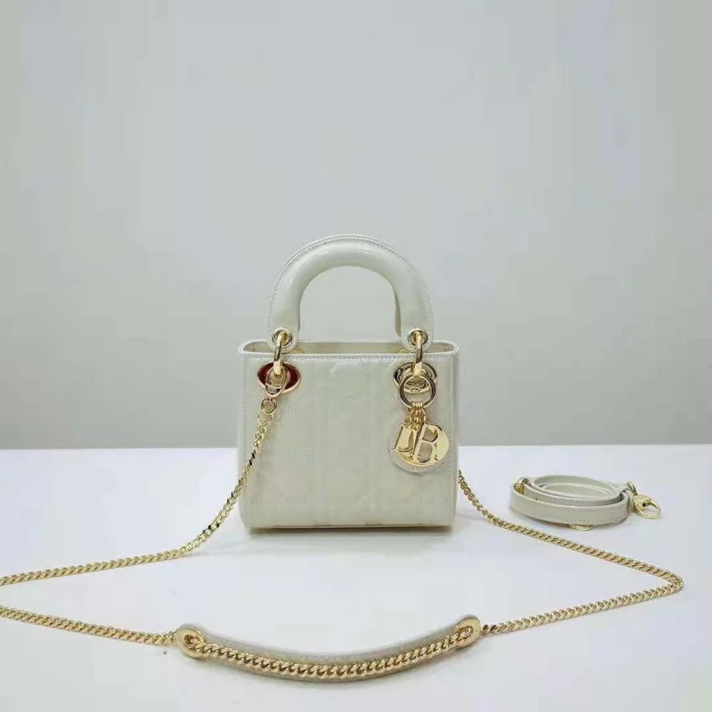 Dior Mini Lady Dior Bag Latte Patent Cannage Calfskin for Women Dior Mini Lady Dior Bag Latte Patent Cannage Calfskin for Women
