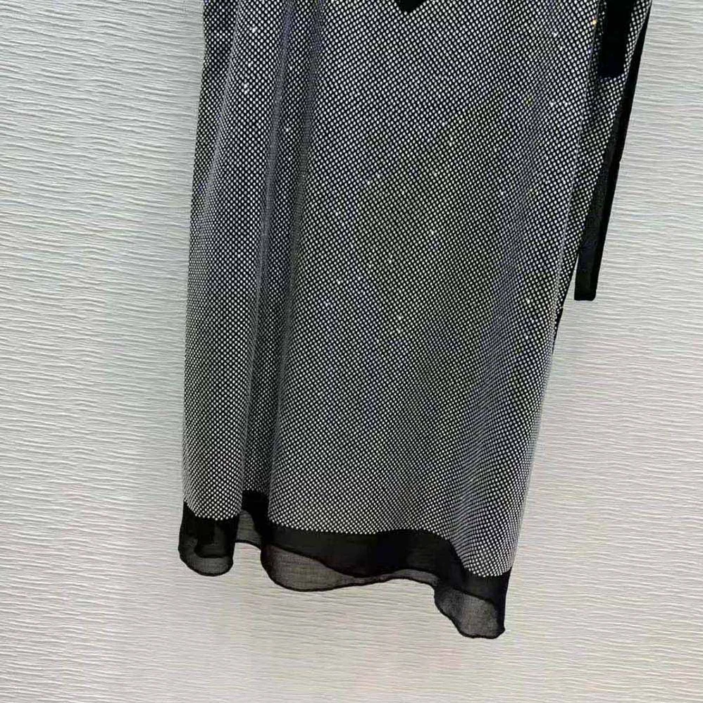 Prada Studded Chiffon Dress with a Fluid Silhouette for Women