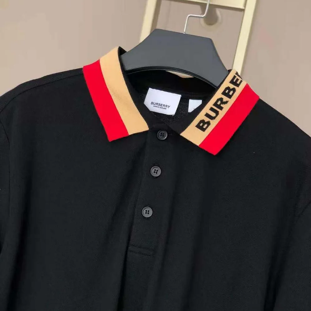 Burberry Logo Detail Cotton Pique Polo Shirt for Men in Black Burberry Logo Detail Cotton Pique Polo Shirt for Men in Black