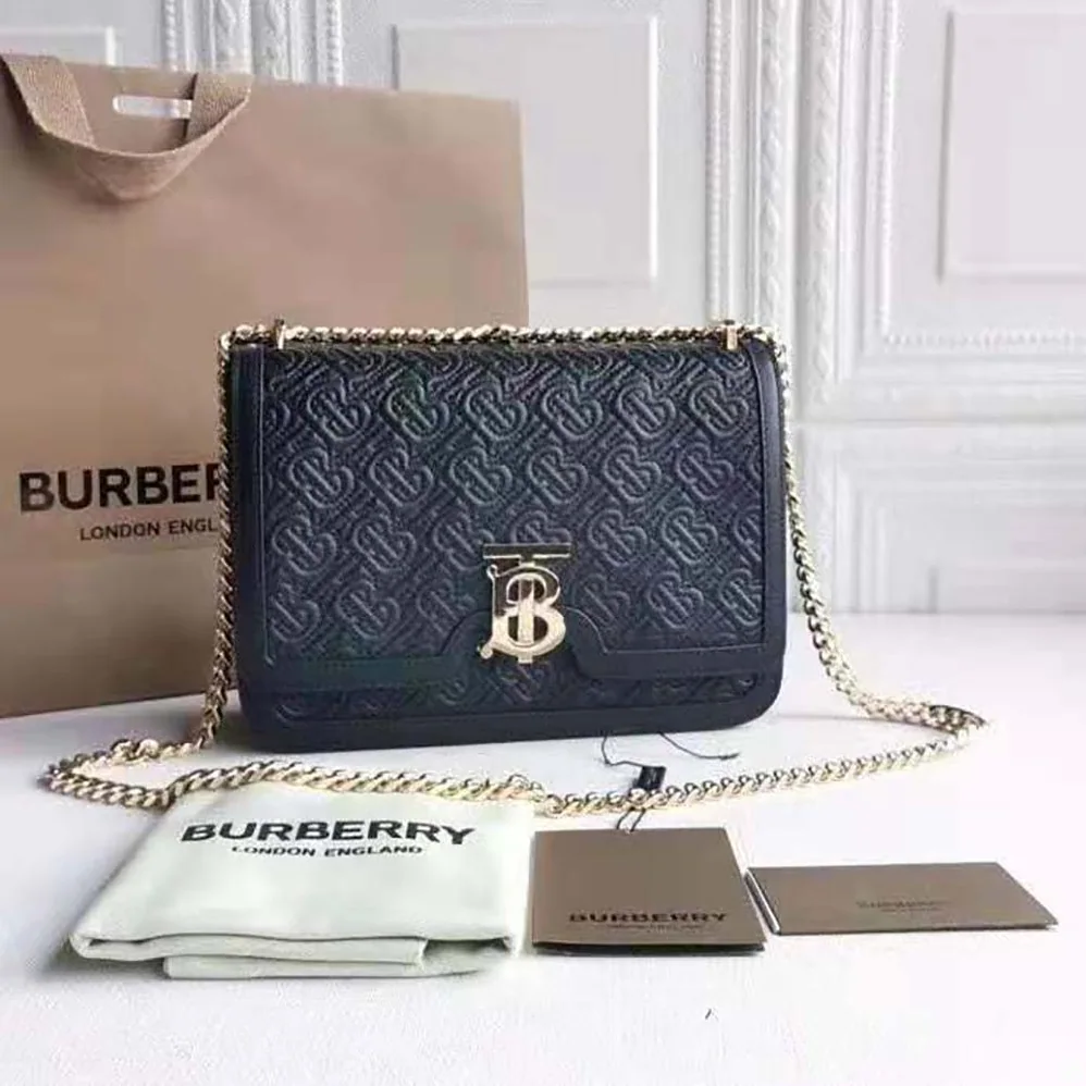 Burberry Medium Quilted Monogram Lambskin TB Bag for Women in Black Burberry Medium Quilted Monogram Lambskin TB Bag for Women in Black