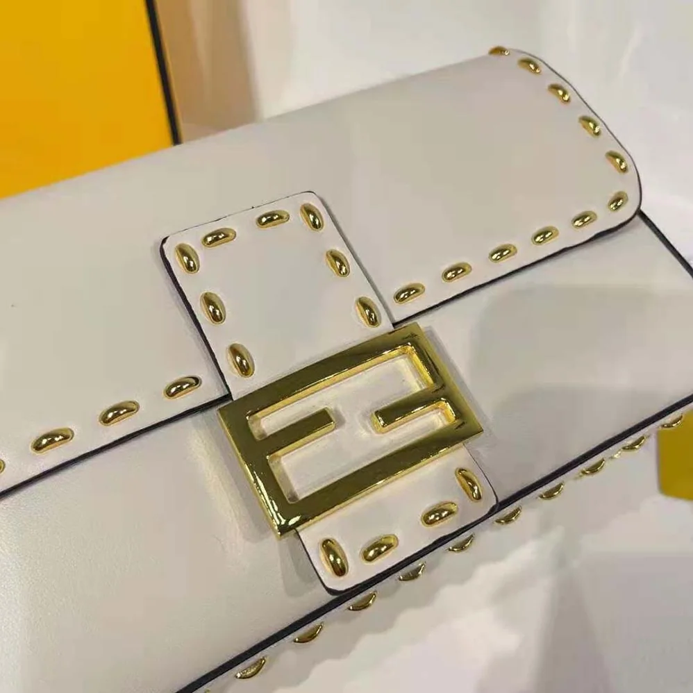 Fendi Conic Medium Baguette White Leather Bag for Women Fendi Conic Medium Baguette White Leather Bag for Women