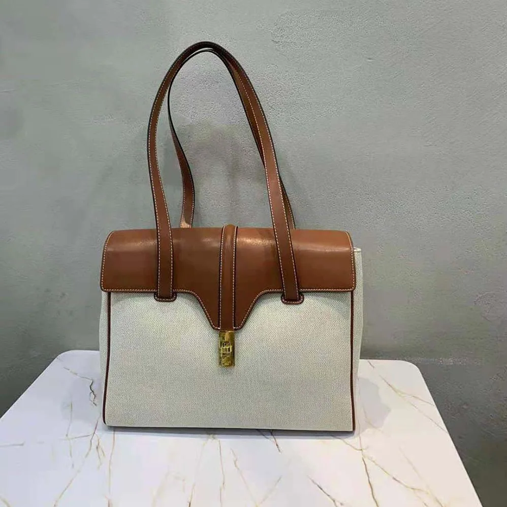 Celine Medium Soft 16 Bag in Textile and Calfskin for Women Celine Medium Soft 16 Bag in Textile and Calfskin for Women