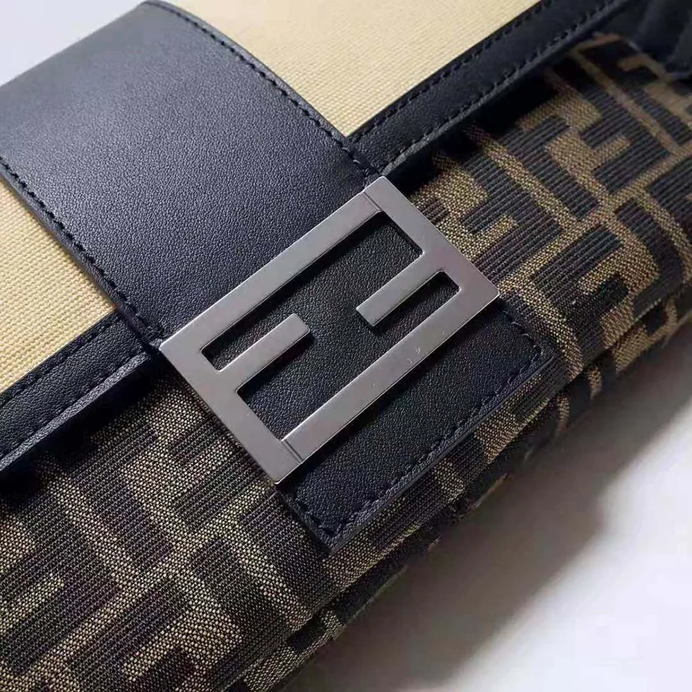 Fendi Baguette Brown Fabric Bag for Men in Black Fendi Baguette Brown Fabric Bag for Men in Black