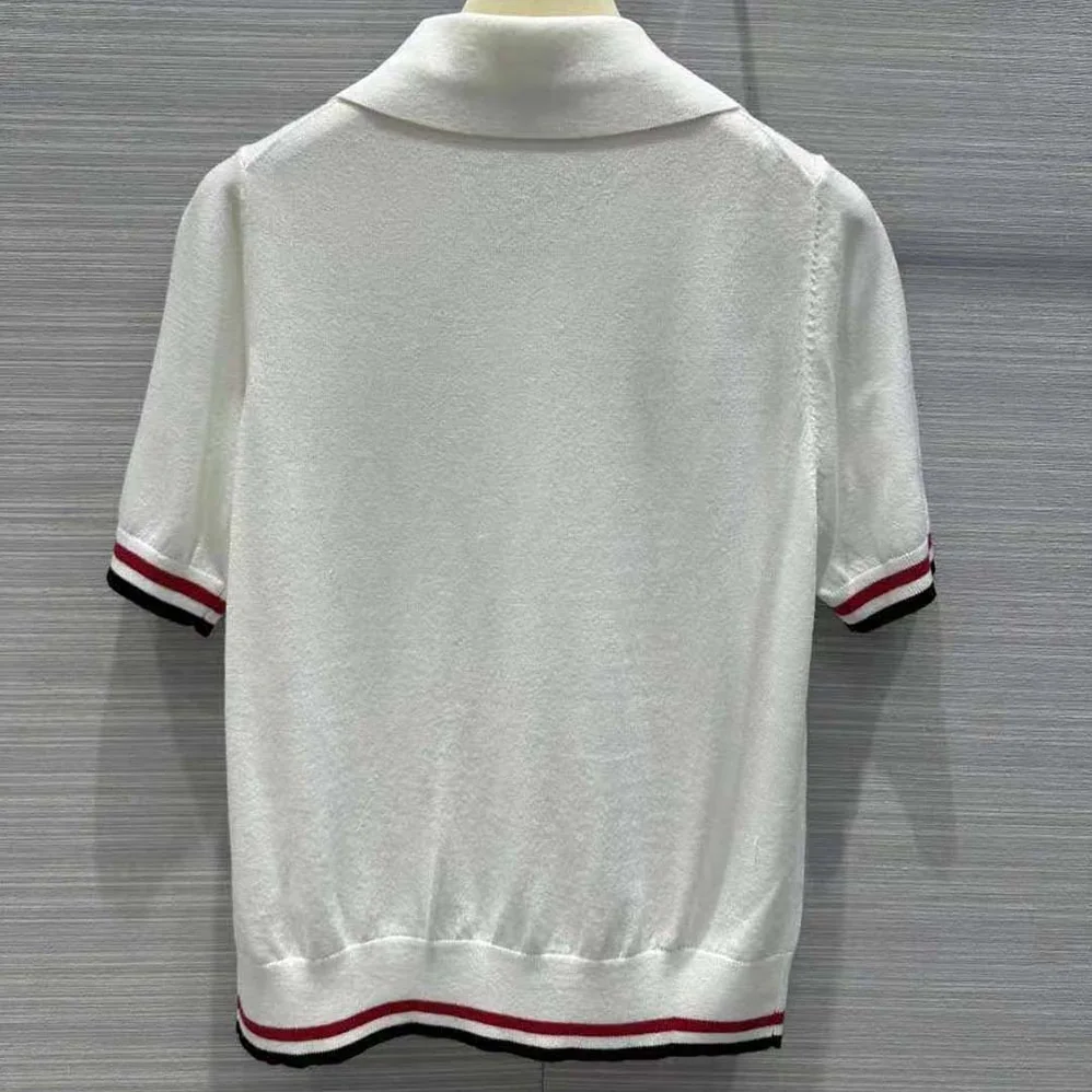 Miu Miu Cropped Silk and Cotton Polo Shirt for Women in White