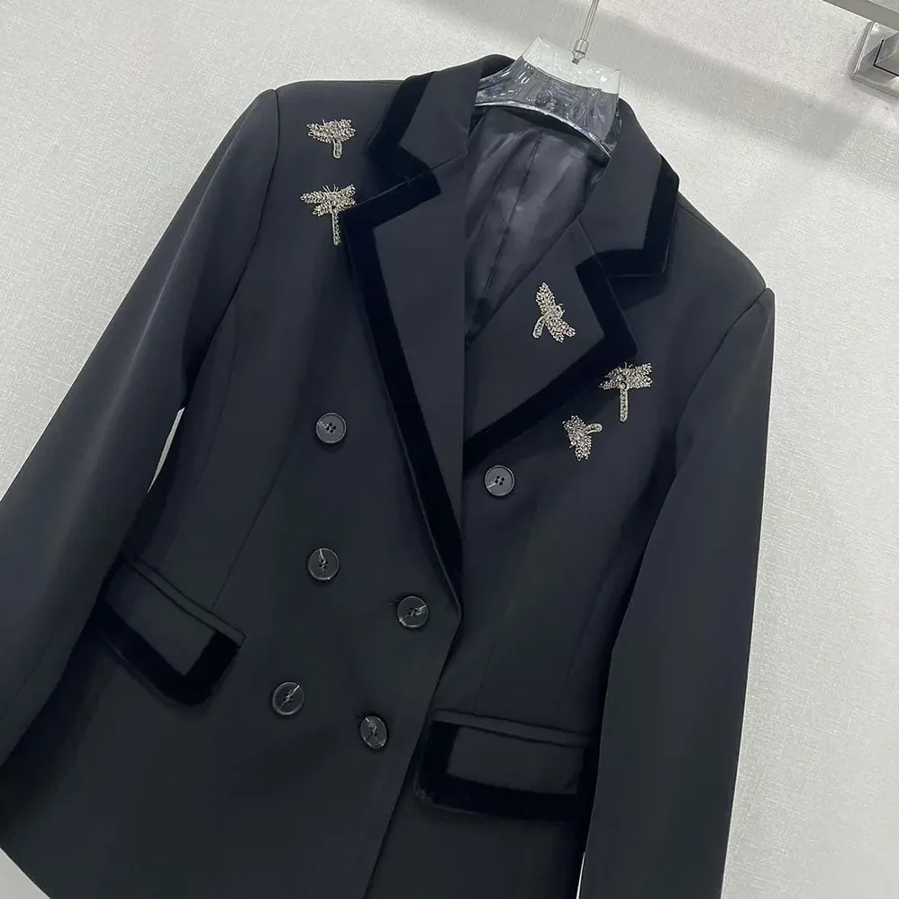 Dior Embroidered Marlène Jacket Black Wool and Mohair with Dragonfly Motif for Women