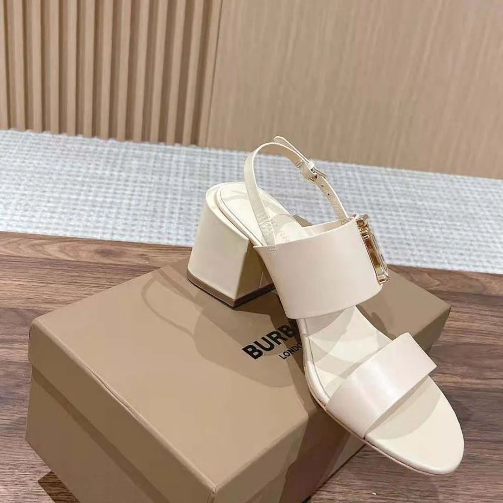 Burberry Monogram Motif Leather Sandals for Women in White Burberry Monogram Motif Leather Sandals for Women in White