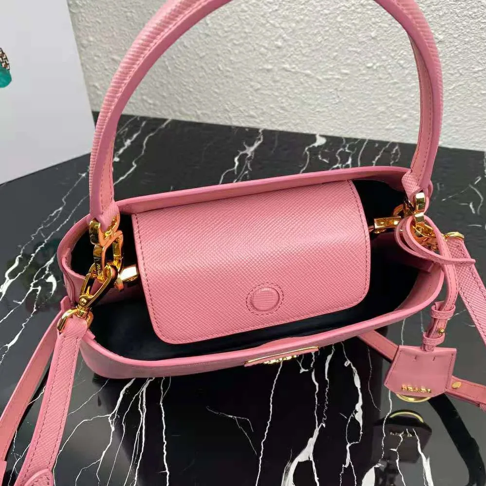 Prada Medium Saffiano Leather Prada Matinee Bag for Women in Pink Prada Medium Saffiano Leather Prada Matinee Bag for Women in Pink