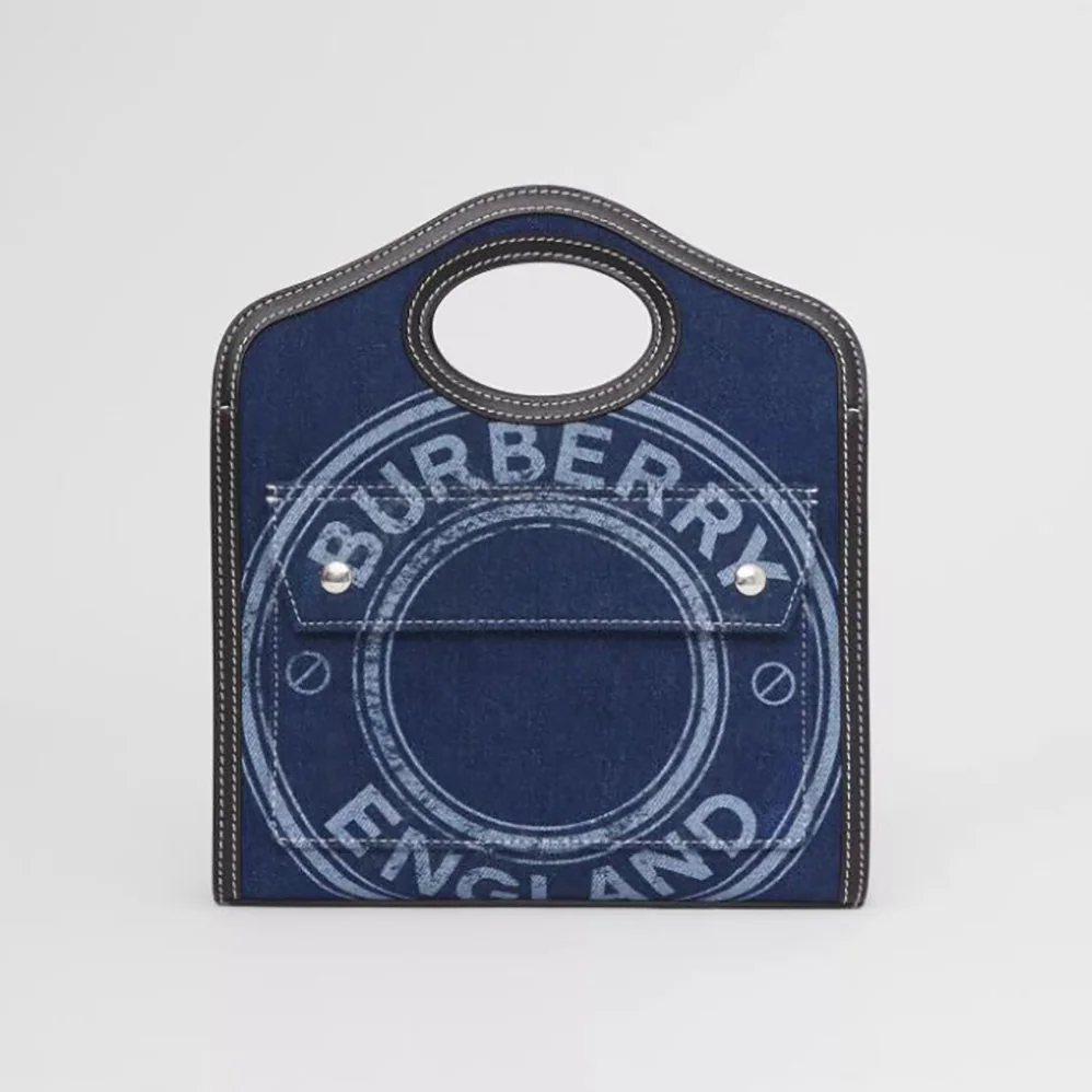 Burberry Mini Logo Graphic Denim and Leather Pocket Bag for Women